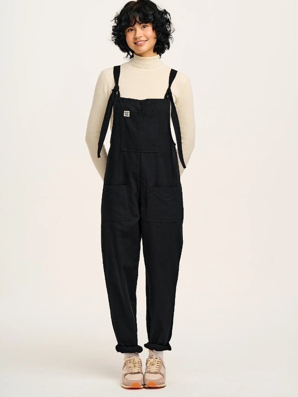 LUCY & YAK Original Black Organic Cotton Canvas Overalls Dungarees, Size 4
